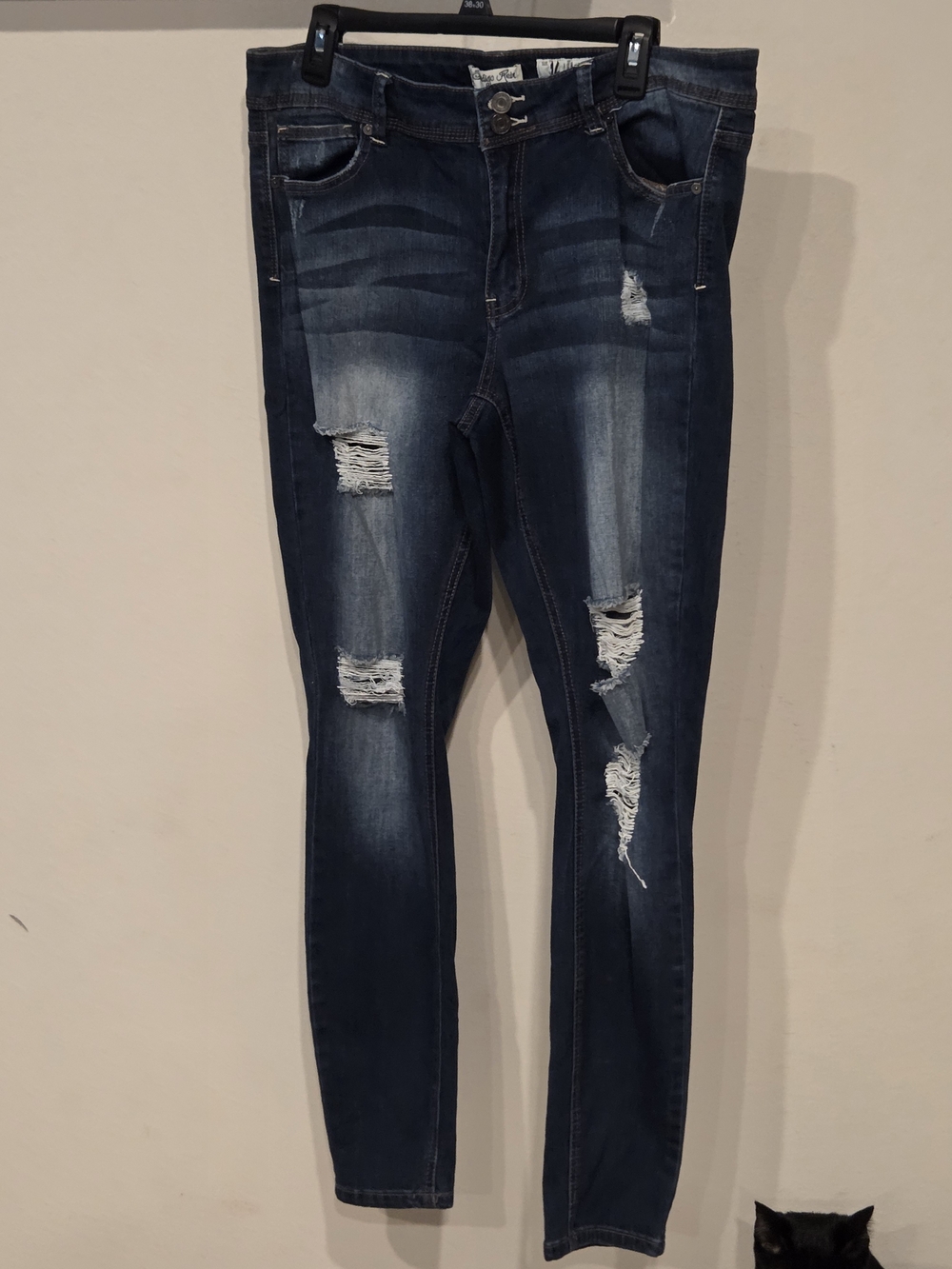 Indigo Rein Dark Blue Ripped Skinny Jeans